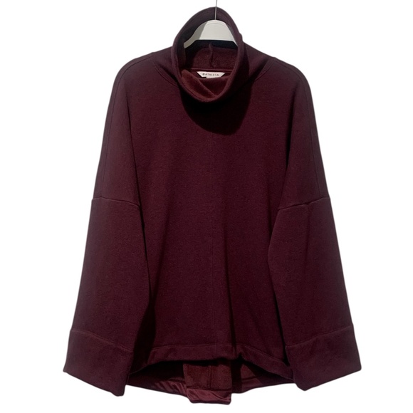 Athleta Cozy Karma Funnel Neck Sweatshirt Burgundy Oversized Pullover Large L - Picture 4 of 8